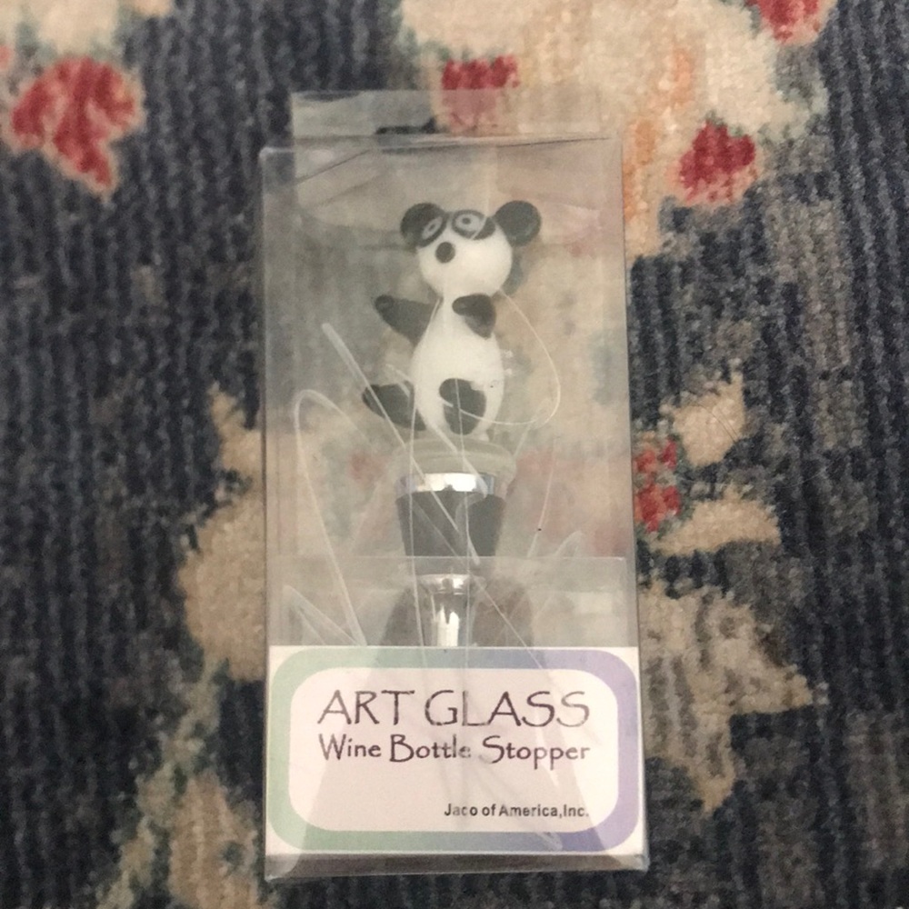 Art Glass Wine Bottle Stopper Panda